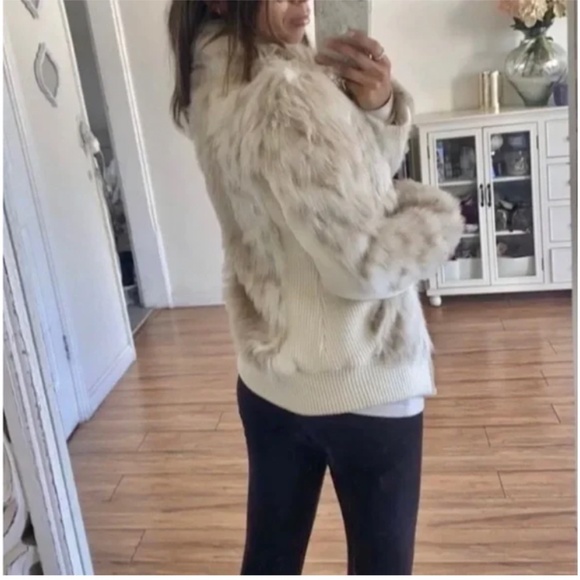 🪞 NEW guess stunning knit coat with faux fur collar luxe jacket - Picture 4 of 9